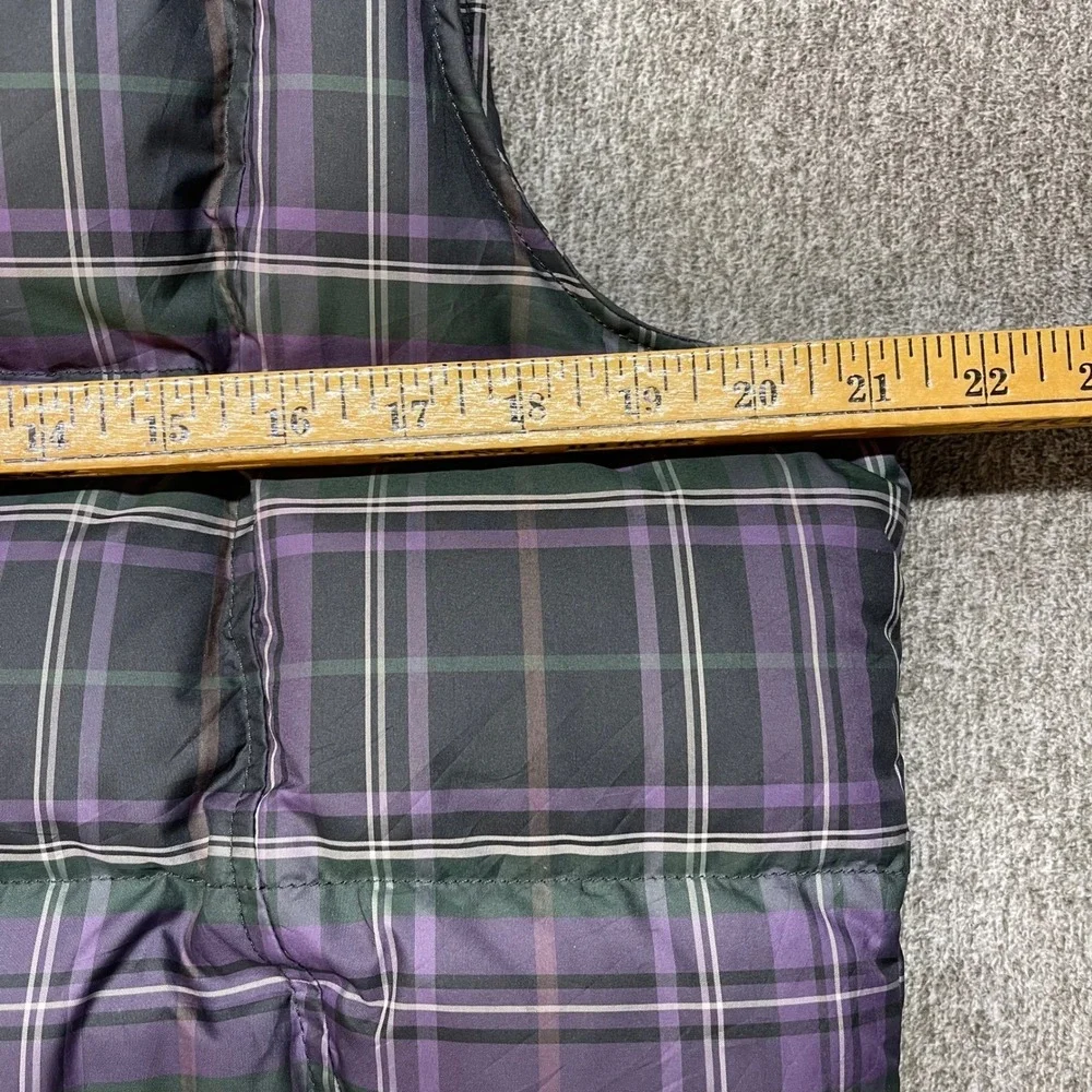 Eddie Bauer‎ Purple Plaid Goose Down Puffer Vest Womens Tall Large Quilted